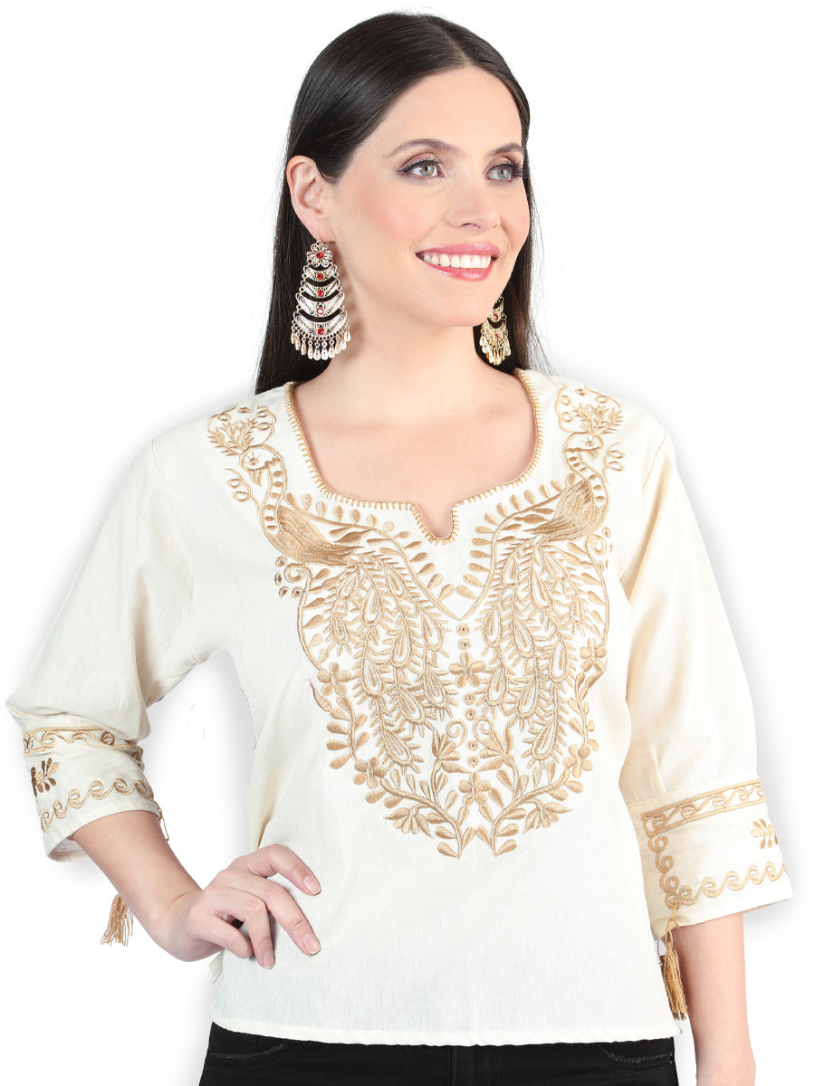 Artisanal Embroidered Set 100% Cotton Beige 604049