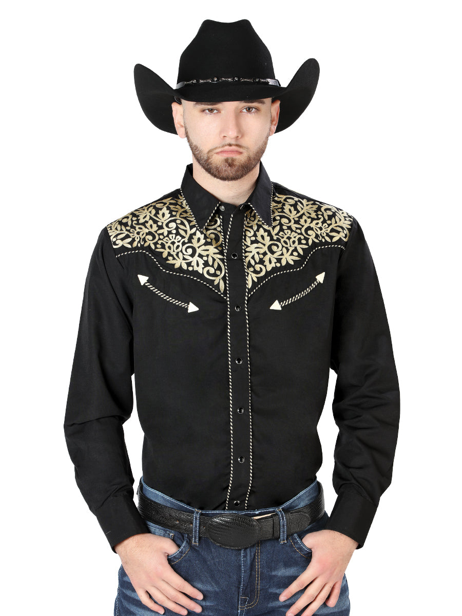 Cowboy Shirt L/ Sleeve El Señor de los Cielos No.137 65% POLYESTER 35%COTTON Black