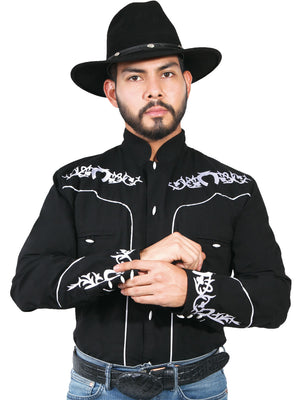 Camisa Charra con Diseño Bordado " Charro Shirt w/Embroidery  Color Black