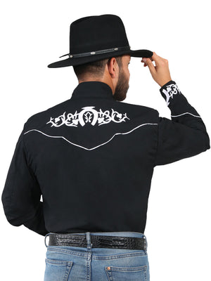 Camisa Charra con Diseño Bordado " Charro Shirt w/Embroidery  Color Black