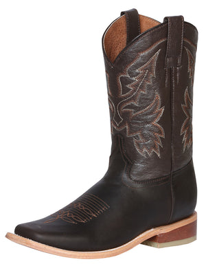 Men's Rodeo Boot's Leather Brown Square Toe / "Bota Rodeo Piel Crazy "