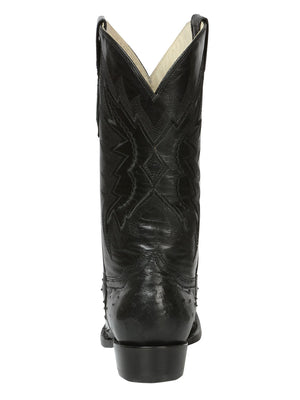 Men's Full Quill Ostrich Black Boots Western / "Bota Vaquera Original Avestruz"