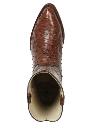 Men's Full Quill Ostrich Brown Boots Western / "Bota Vaquera Original Avestruz"