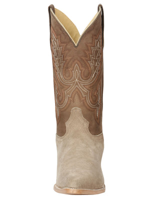 Men's Cowboy Leather Nobuck Sand Western Boots / "Bota Vaquera Nobuck Arena"