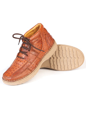Zapato Exotico Piel Avestruz Color Tan - Exotic Man's Shoes Ostrich Tan