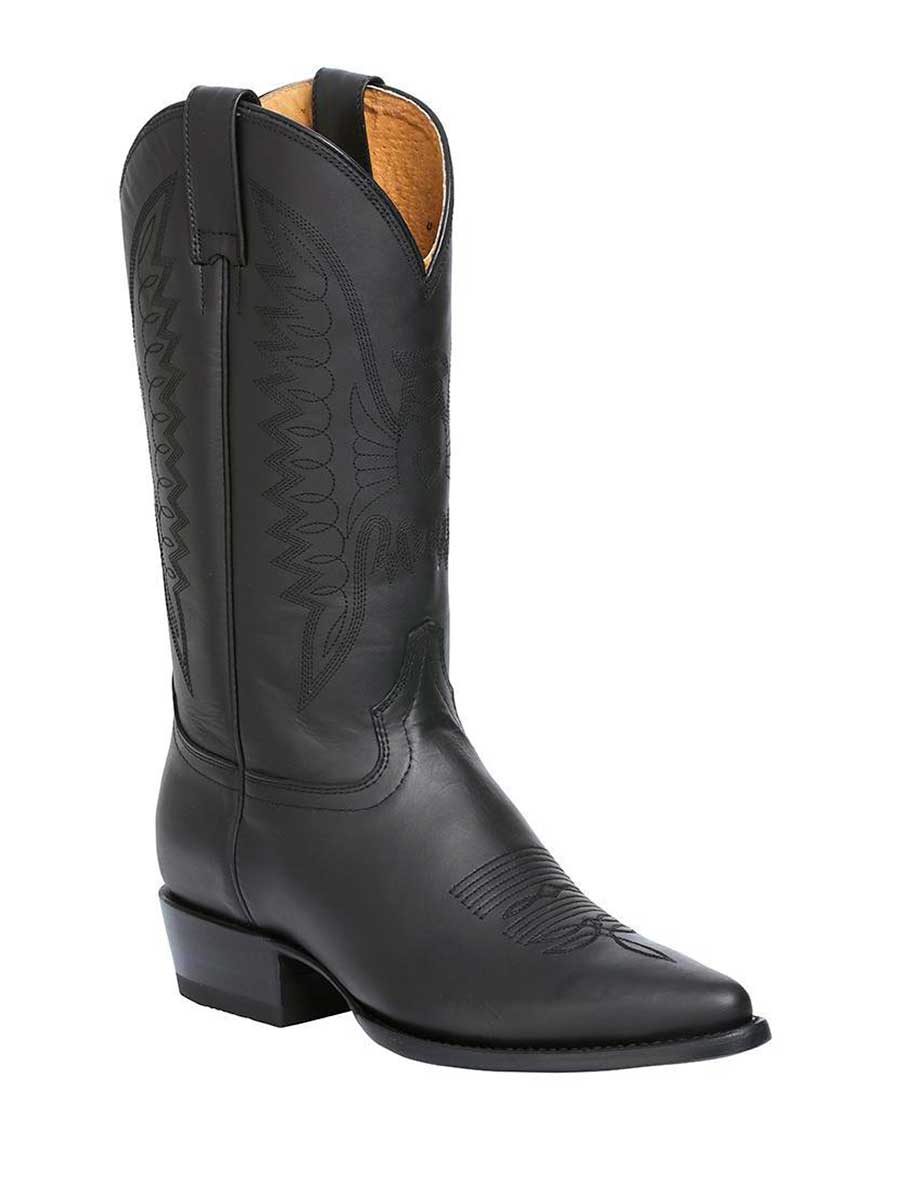 Men's Cowboy Leather Black Western Boots / "Bota Vaquera Piel Grasso Negro"