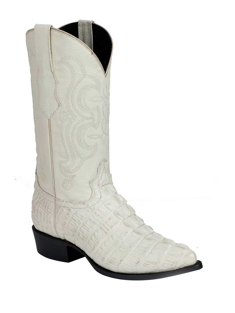 Men's Cowboy Imitation Caiman Tail Bone Western Boots / "Bota Vaquera Imitacion Caiman Hueso"