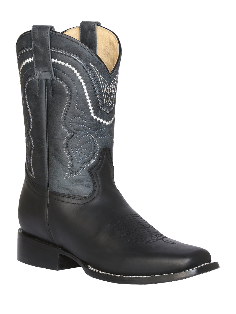 Men's Rodeo Boot's Leather Black Square Toe / "Bota Rodeo Piel Crazy "