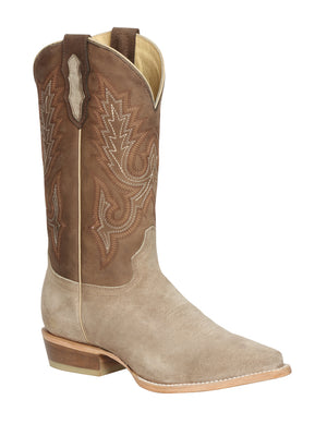 Men's Cowboy Leather Nobuck Sand Western Boots / "Bota Vaquera Nobuck Arena"