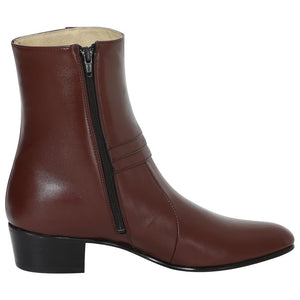 wine rounded toe men ankle boots 