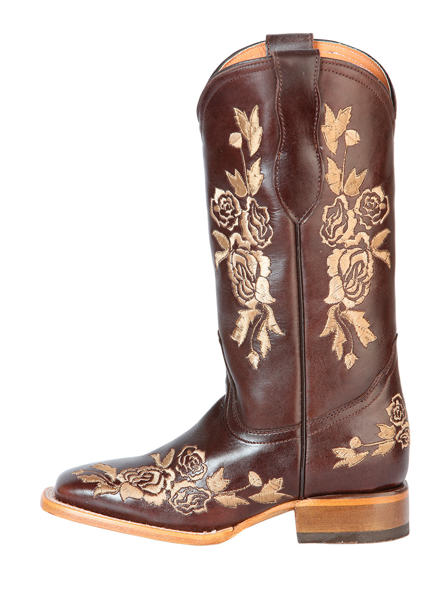 Women's Leather brown Boots Square Toe  Western Boot JAR BOOT'S 3357 Lady Brown /Bota Dama