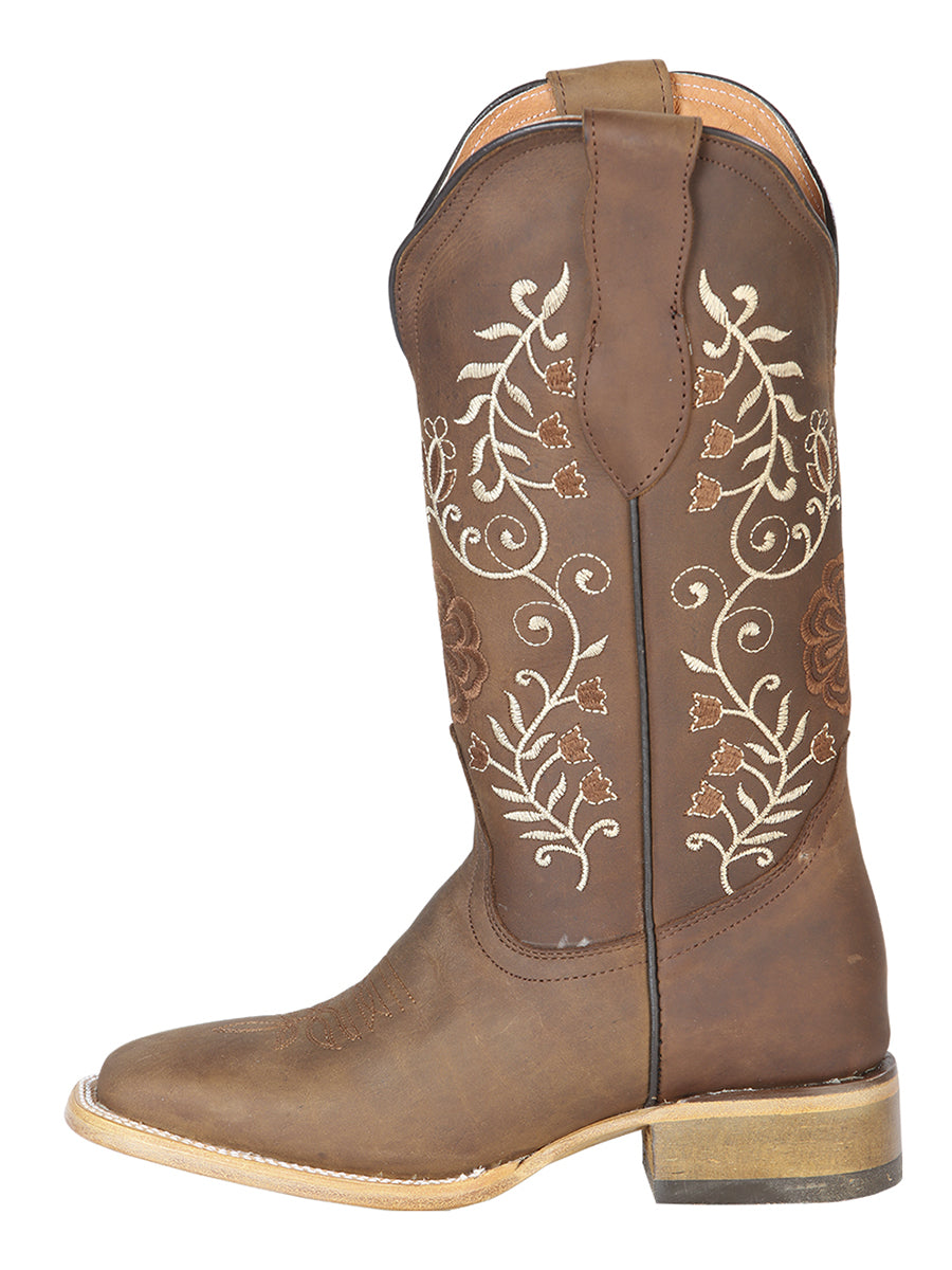 Women's Leather  Crazy Tang Boots Square Toe Western Boot JAR BOOT'S 3351 Crazy Tang/ "Bota Rodeo Para Dama"