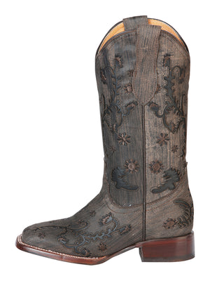 Women's Leather Brown Boots Square Toe Western Boot JAR BOOT'S 3348 Force Choco/ "Bota Rodeo Para Dama"