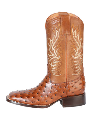 Men's Rodeo Boot's Ostrich Print Leather Shedron Square Toe / "Bota Rodeo Piel Imitacion Avestruz Shedron"
