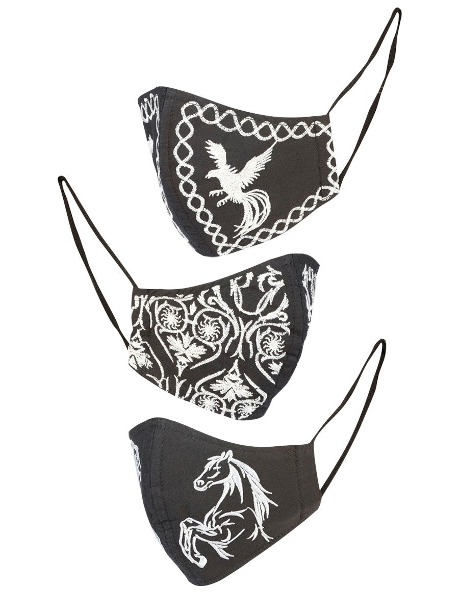 Paquete de 3 Cubrebocas Bordados - Embroidered 3 Pack Face Mask
