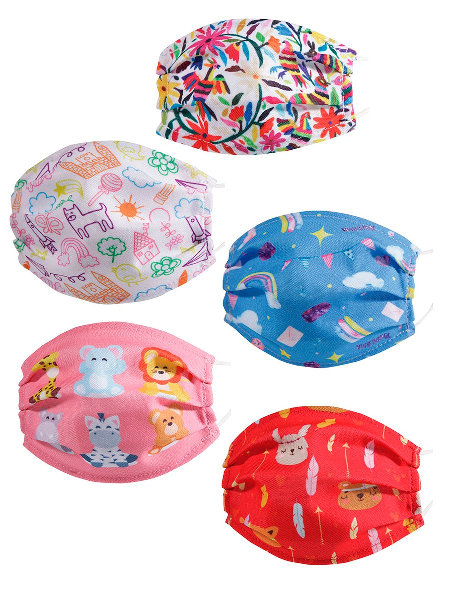 Paquete de 5 Cubrebocas Impresos Para Niña - Embroidered 5 Pack Face Mask For Girls